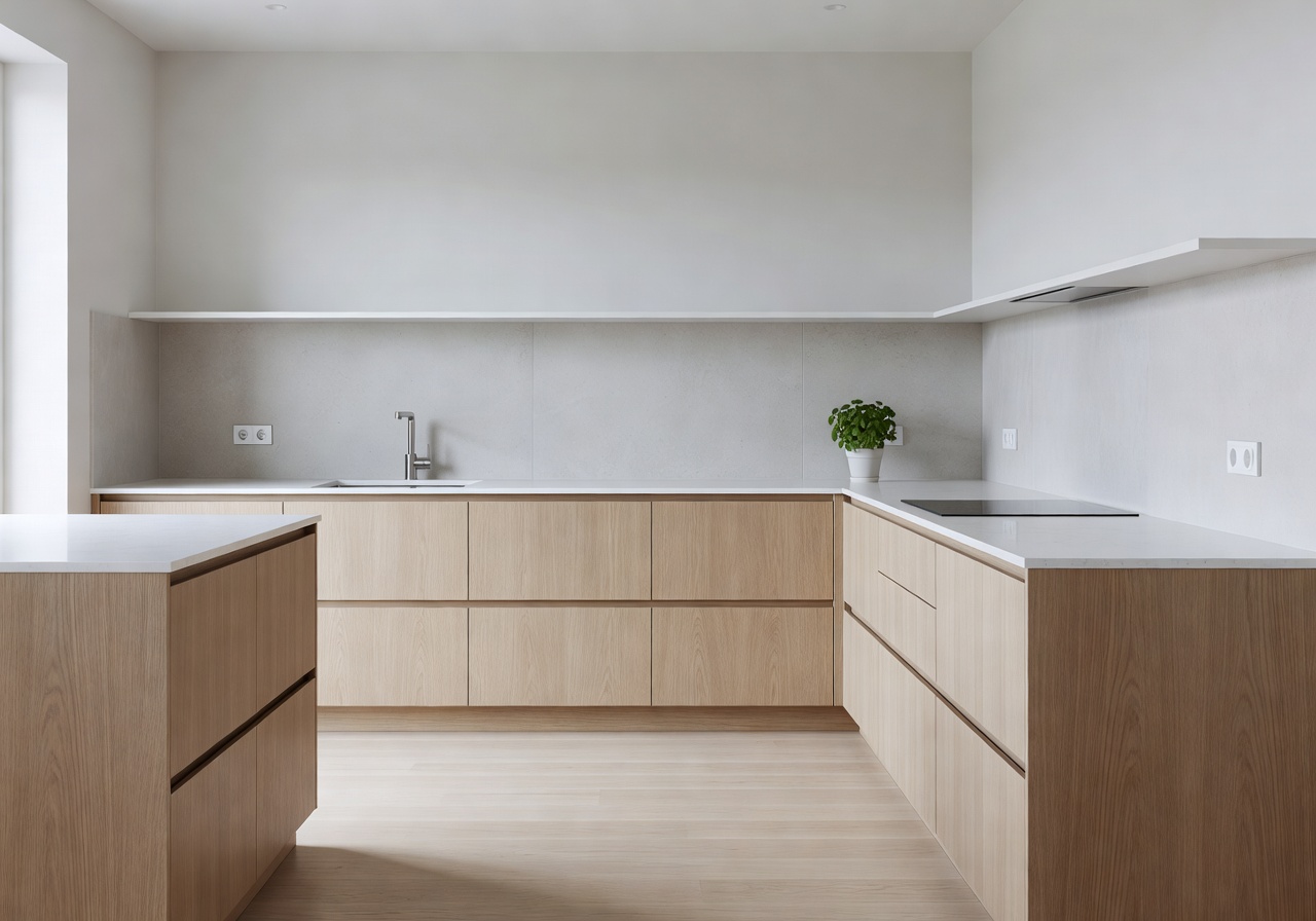Clean Nordic-style kitchen interior maintained by professional cleaning service
